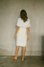 Load image into Gallery viewer, Wrap skirt made from soft rayon linen blend, back view

