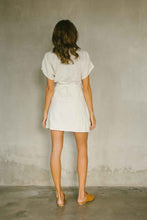 Load image into Gallery viewer, Wrap dress with V-neckline, made from linen rayon blend back view
