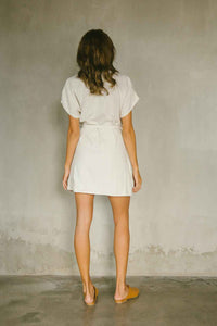 Wrap dress with V-neckline, made from linen rayon blend back view