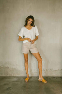 Relaxed fit top with a soft V neckline in white