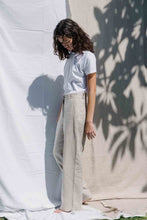 Load image into Gallery viewer, High waisted wide-leg pants made from 100% Linen spun from Belgian flax plant in natural color side view
