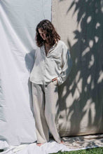Load image into Gallery viewer, Long sleeve relaxed fit classic button up top from linen and responsibly harvested rayon

