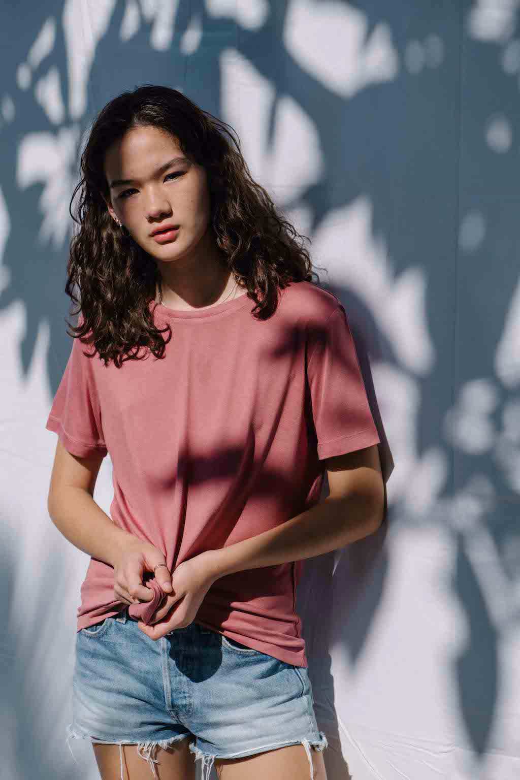 Bamboo Crew Neck T-shirt in Burnt Rose Color